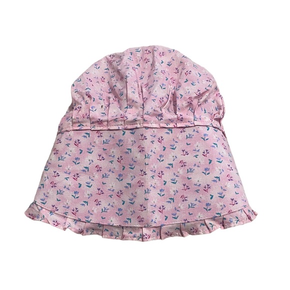 Pink Flower Bonnet Elastic Back and Tie - Picture 2 of 9